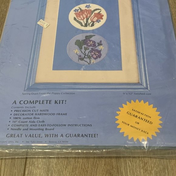 CONCEPTS Counted Cross Stitch w/ Frame #3401 Spring Poppy Collection 9 x 12 NEW - Picture 3 of 5